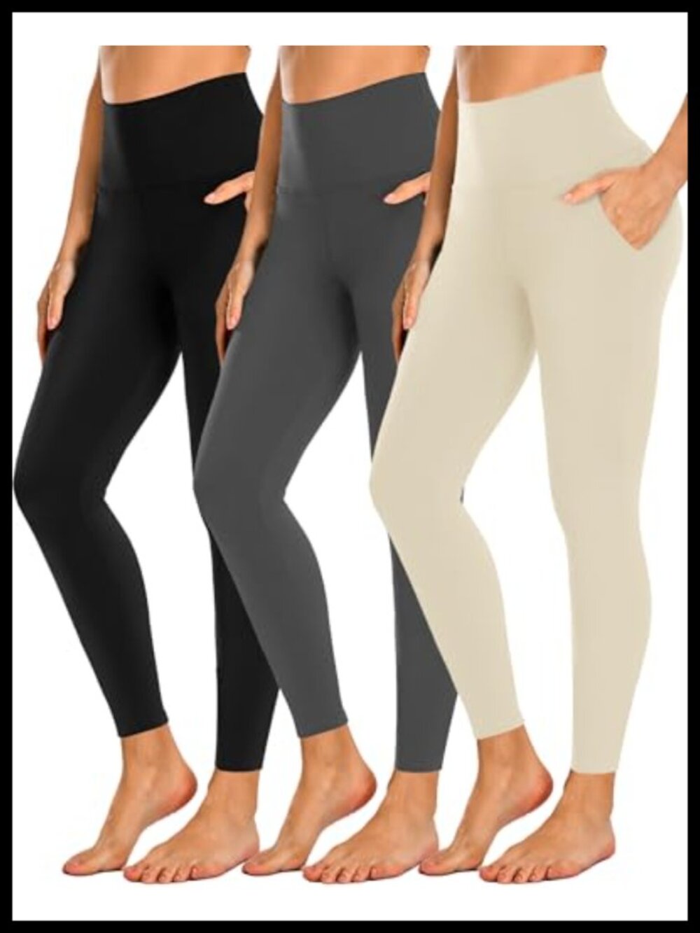 High Waisted Leggings with Pockets, Buttery Soft Stretch, Tummy Control, Yoga &